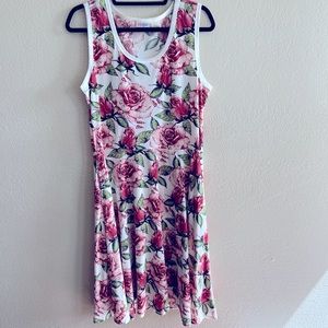 LulaRoe Nicki Sleeveless Dress - white w/flowers- size XL (LulaRoe) fits 18-20